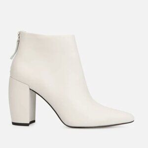Kenneth Cole New York Alora Leather Bootie with Flared Heel White, 8.5